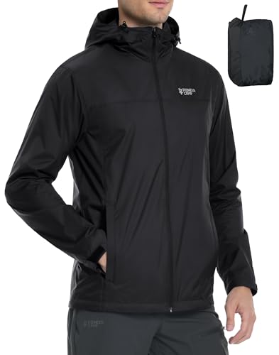 Pioneer Camp Herren Regenjacke Wasserdicht Atmungsaktiv Leichte Winddicht Windbreaker Outdoorjacke with Reißverschluss Taschen und Kapuze Schwarz XXL von Pioneer Camp