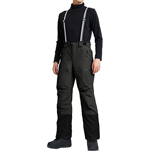 Pioneer Camp Herren-Skihose, isoliert, Snowboardhose, schneefest, wasserdicht, mit abnehmbarem Lätzchen (schwarz, XXL) von Pioneer Camp