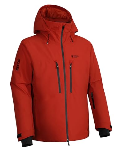 Pioneer Camp Herren Skijacke Wasserdicht Isoliert Snowboard Ausrüstung Kaltes Wetter Winter Warm Berg Schnee Mantel, Orange/Abendrot im Zickzackmuster (Sunset Chevron), Large von Pioneer Camp