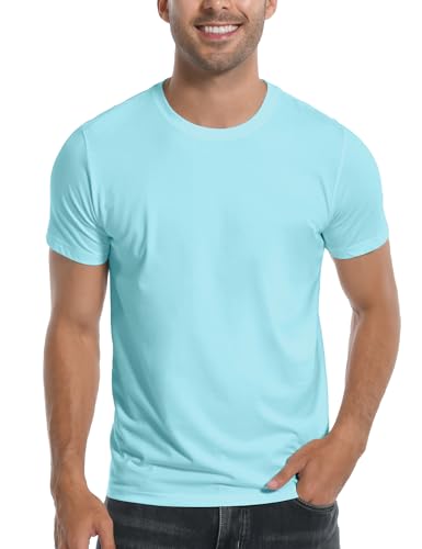 Pioneer Camp Herren-T-Shirt aus Bambusviskose, ultraweich, einfarbig, kühlend, Rundhalsausschnitt, lässiges Basic-T-Shirt, Unterhemd, 1er-Pack, Aquablau, L Pioneer Camp Herren-T-Shirt aus Bambusviskose, ultraweich, einfarbig, kühlend, Rundhalsausschnitt, lässiges Basic-T-Shirt, Unterhemd, 1er-Pack, Aquablau, L von Pioneer Camp