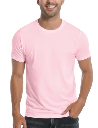 Pioneer Camp Herren-T-Shirt aus Bambusviskose, ultraweich, einfarbig, kühlend, Rundhalsausschnitt, lässiges Basic-T-Shirt, Unterhemd, 1er-Pack, Rosa, L Pioneer Camp Herren-T-Shirt aus Bambusviskose, ultraweich, einfarbig, kühlend, Rundhalsausschnitt, lässiges Basic-T-Shirt, Unterhemd, 1er-Pack, Rosa, L von Pioneer Camp