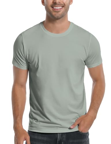Pioneer Camp Herren-T-Shirt aus Bambusviskose, ultraweich, einfarbig, kühlend, Rundhalsausschnitt, lässiges Basic-T-Shirt, Unterhemd, 1er-Pack, Salbeigrün, Mittel Pioneer Camp Herren-T-Shirt aus Bambusviskose, ultraweich, einfarbig, kühlend, Rundhalsausschnitt, lässiges Basic-T-Shirt, Unterhemd, 1er-Pack, Salbeigrün, Mittel von Pioneer Camp