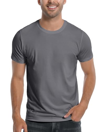 Pioneer Camp Herren-T-Shirt aus Bambusviskose, ultraweich, einfarbig, kühlend, Rundhalsausschnitt, lässiges Basic-T-Shirt, Unterhemd, 1er-Pack, rauchgrau, Mittel Pioneer Camp Herren-T-Shirt aus Bambusviskose, ultraweich, einfarbig, kühlend, Rundhalsausschnitt, lässiges Basic-T-Shirt, Unterhemd, 1er-Pack, rauchgrau, Mittel von Pioneer Camp