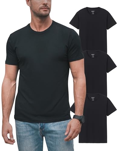 Pioneer Camp Herren-T-Shirt aus Bambusviskose, ultraweich, einfarbig, kühlend, Rundhalsausschnitt, lässiges Basic-T-Shirt, Unterhemd, 3er-Pack Essential, Schwarz, L Pioneer Camp Herren-T-Shirt aus Bambusviskose, ultraweich, einfarbig, kühlend, Rundhalsausschnitt, lässiges Basic-T-Shirt, Unterhemd, 3er-Pack Essential, Schwarz, L von Pioneer Camp