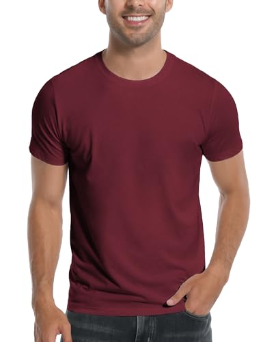 Pioneer Camp Herren-T-Shirt aus Bambusviskose, ultraweich, einfarbig, kühlend, Rundhalsausschnitt, lässiges Basic-T-Shirt, Unterhemd, Rot (1er-Pack), XX-Large von Pioneer Camp