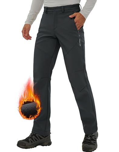 Pioneer Camp Herren Wanderhose Gefüttert Fleece-Hose Trekking Wasserabweisend Winterhose Outdoorhose mit 3 Reißverschluss Taschen Grau Größe:XXL von Pioneer Camp