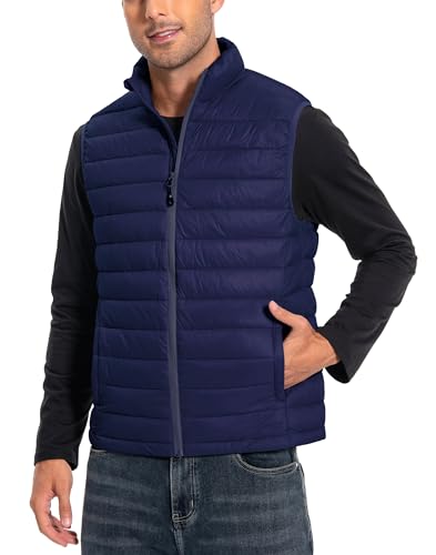 Pioneer Camp Herren Weste Puffer Leicht Steppweste Outdoor Übergangsjacke Winter Weste Wasserabweisend Gefüttert Packbar mit 4 Taschen(Dark Blue;S) von Pioneer Camp