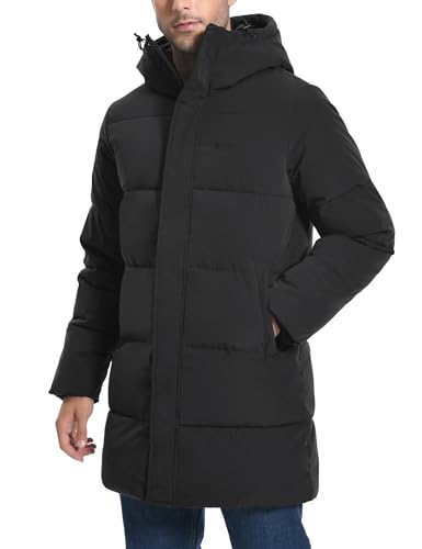 Pioneer Camp Herren Winterjacke Lang Winddicht Wasserdicht Warme Daunenjacke Winter Outdoor Parka Jacke mit Kapuze Schwarz L von Pioneer Camp