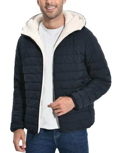 Pioneer Camp Herren Winterjacke Warme Outdoorjacke Männer Wintermantel mit Kapuze Dicke Gefütterte Winddichte Jacken für Kälte (Navy Blue;L) von Pioneer Camp