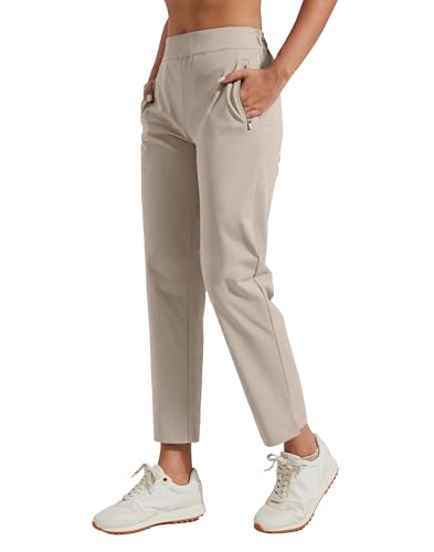 Pioneer Camp Jogginghose Damen 7/8 – Atmungsaktive Stretch-Elastischem Bund & 3 Taschen – Leichte Stoffhose für Golf, Business oder Alltag(Khaki/XL) von Pioneer Camp