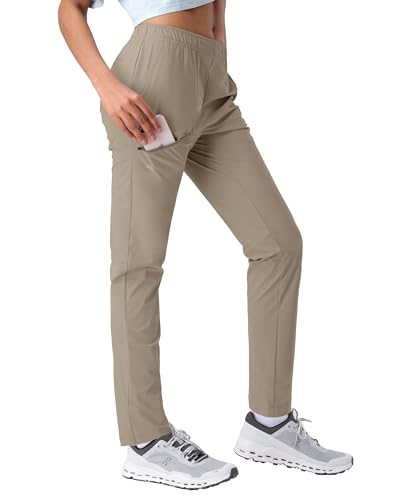 Pioneer Camp Jogginghose Damen Leicht Freizeithose Atmungsaktiv Schnelltrocknend Sporthose Trainingshose Sweathose Damen Lang mit 3 Taschen UPF50+ Khaki XS von Pioneer Camp