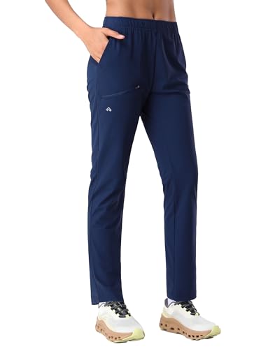 Pioneer Camp Jogginghose Damen Leicht Freizeithose Atmungsaktiv Schnelltrocknend Sporthose Trainingshose Sweathose Damen Lang mit 3 Taschen UPF50+ Navy Blau L von Pioneer Camp