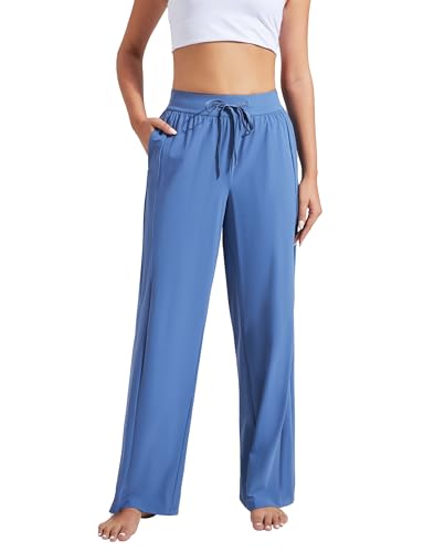 Pioneer Camp Jogginghose Damen Weit Bein UV-Schutz UPF100+ Dünne Sporthose mit Kordelzug Taschen Luftig Locker Atmungsaktiv Schnell Trocknend（Grey Blue；S） von Pioneer Camp
