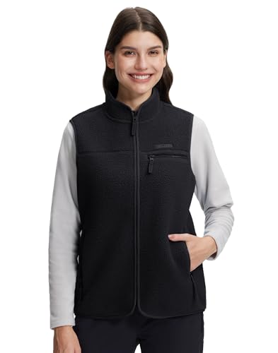 Pioneer Camp Klassische Schwarze Damen Fleeceweste Ärmellos – Leicht, Windabweisend & Hohe Wärmeisolierung für Alltag und Abenteuer(Black;XL) von Pioneer Camp