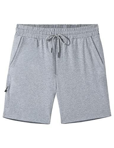 Pioneer Camp Kurze Hosen Herren Sporthose Kurz Casual Baumwolle Jogginghose Elastische Taille Mit Reißverschluss Sweatshort 7" Heather Grey S von Pioneer Camp