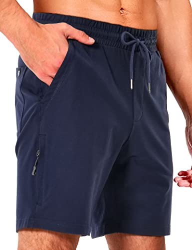 Pioneer Camp Kurze Hosen Herren Sporthose Kurz Casual Baumwolle Jogginghose Elastische Taille Mit Reißverschluss Sweatshort 7" Navy M von Pioneer Camp