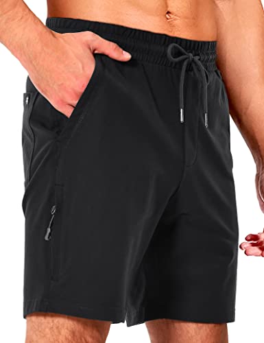 Pioneer Camp Kurze Hosen Herren Sporthose Kurz Casual Baumwolle Jogginghose Elastische Taille Mit Reißverschluss Sweatshort 7" Schwarz M von Pioneer Camp