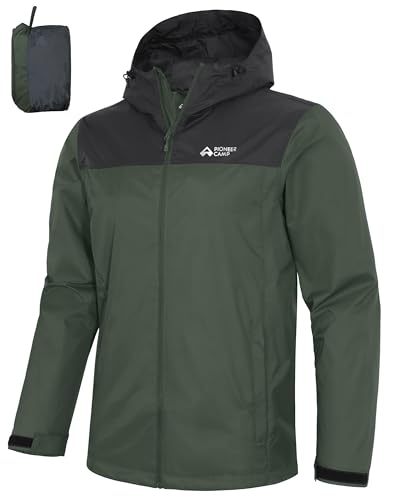 Pioneer Camp Leichte Herren Windjacke - Packbare Regenjacke wasserdicht - Für Fahrrad, Wandern & Stadt, Armeegrün, XXL von Pioneer Camp