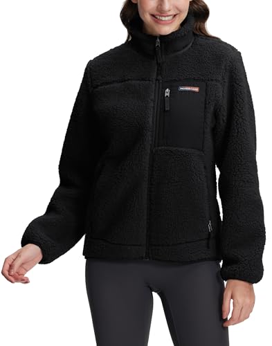 Pioneer Camp Outdoor Fleecejacke für Damen, Windabweisend, Hochwertig (550g), Elastische Bündchen & Saum - Warme Winterjacke für Alpine Aktivitäten & Alltag(Black;S) von Pioneer Camp