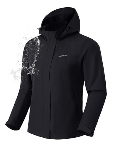 Pioneer Camp Regenjacke Damen Wasserdicht Atmungsaktiv Windjacke für Frauen Leicht Wanderjacke Outdoor Jacken mit Abnehmbarer Kapuze Schwarz XXL Pioneer Camp Regenjacke Damen Wasserdicht Atmungsaktiv Windjacke für Frauen Leicht Wanderjacke Outdoor Jacken mit Abnehmbarer Kapuze Schwarz XXL von Pioneer Camp