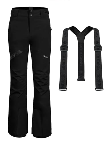 Pioneer Camp Skihose Damen Schneehose abnehmbaren Hosenträgern Wasserdicht Winddichte Verschweißte Nähte Schneefang Snowboardhose Softshellhose Outdoorhose Funktionshose Schwarz S von Pioneer Camp