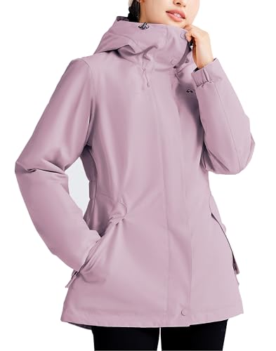 Winterjacke Damen Wasserdicht Jacke Winddicht mit Kapuze, Jacke Damen Übergangsjacke, Gefütterte Warme Outdoorjacken, Funktionsjacke für Outdoor und Wandern, Schlanke Passform von Pioneer Camp