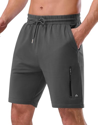 Pioneer Camp Sporthose Kurz Herren Jogginghose Kurz Baumwolle mit Reißverschlusstasche Herren Kurze Hosen Sommer Casual Sweatshorts Freizeit-Shorts 7" Inch Dunkel Grau L von Pioneer Camp