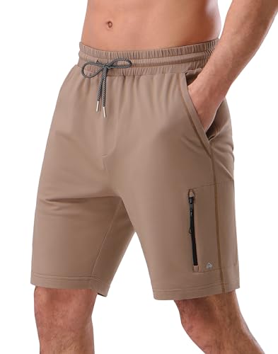 Pioneer Camp Sporthose Kurz Herren Jogginghose Männer Baumwolle mit Reißverschlusstasche Stoffhose Herren Sommer Casual Sweatshorts Freizeit-Shorts 7" Inch Khaki M von Pioneer Camp
