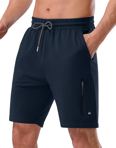 Pioneer Camp Sporthose Kurz Herren Jogginghose Kurz Baumwolle mit Reißverschlusstasche Herren Kurze Hosen Sommer Casual Sweatshorts Freizeit-Shorts 7" Inch Navy Blau L von Pioneer Camp