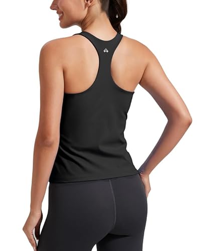 Top Damen mit integriertem BH Atmungsaktives Sportshirts für Frauen Tanktop Yoga Shirts Bequemes Laufshirt Sommer Sporttop Black XL von Pioneer Camp