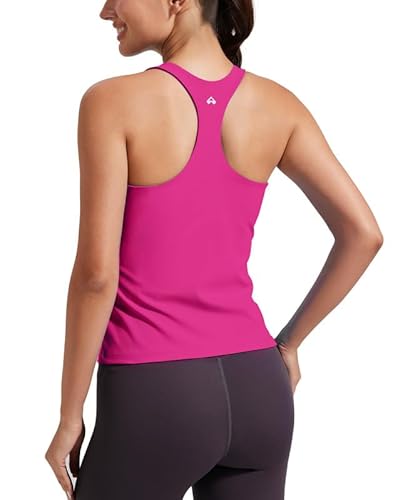 Top Damen mit integriertem BH Atmungsaktives Sportshirts für Frauen Tanktop Yoga Shirts Bequemes Laufshirt Sommer Sporttop Red XL von Pioneer Camp