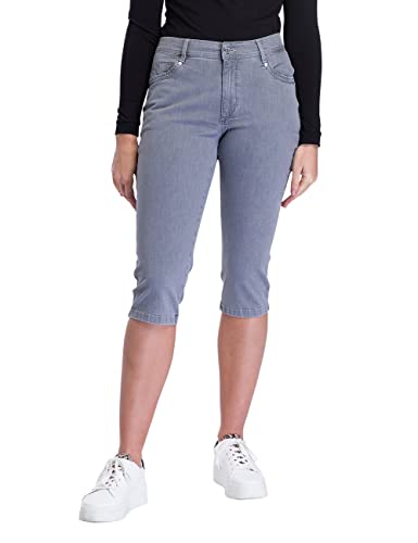 Pioneer Damen Betty-Capri Shorts, Grey Stonewash (9841), 46 von Pioneer