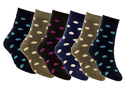 Piotrstrade 6 Paar Damen Thermo Socken mit Punkten warme Winter Socken mit Muster mit Polka Dots aus Baumwolle in 6 Farben von Piotrstrade