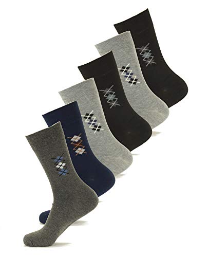 Piotrstrade 6 Paar Herren Socken ohne Gummi mit Muster Socken für Diabetiker ohne Gumizug 39-42 und 43-46 Business Socken aus Baumwolle mit Motiv Karo Mehrfarbig von Piotrstrade