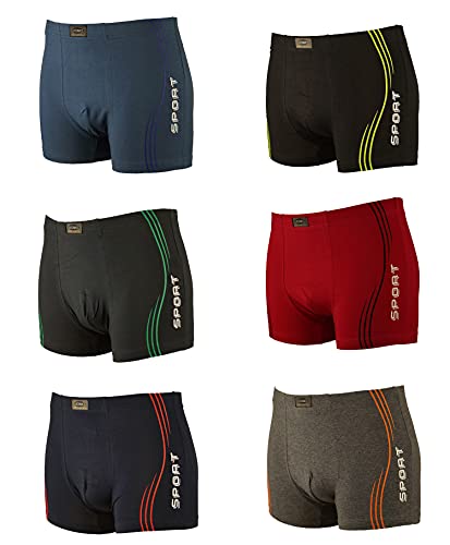 Piotrstrade 6 er Pack Herren Boxershorts Retroshorts mit Muster Männer Unterhosen Slip Unterwäsche in dunklen Farben aus Baumwolle (XXL) von Piotrstrade