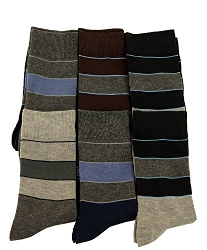 Piotrstrade 6er Pack Herren Socken 39-42 oder 43-46 aus Baumwolle Business Socken mit Streifen Muster Mehrfarbig von Piotrstrade