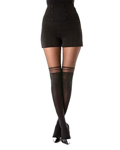 Piotrstrade Damen Strumpfhose in Overknee Look 20/60 DEN mit Streifen Schwarz von Piotrstrade