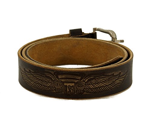 Piotrstrade Herren Leder Gürtel braun mit Adler Prägung in US Style robuster Ledergürtel Jeansgürtel Hosengürtel 4 cm breit kurzbar aus Vollleder von Piotrstrade