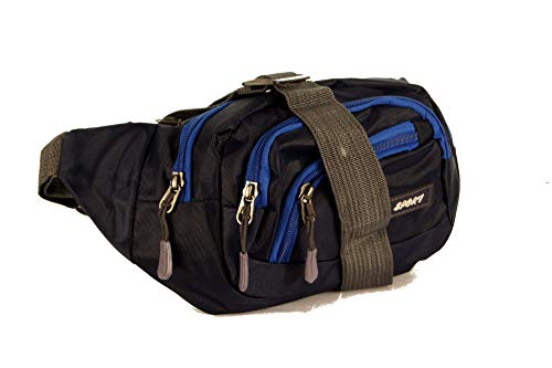 Piotrstrade Unisex Damen Herren Hüfttasche Gürteltasche Bauchtasche Doggy Bag mi 4 Fächern mit Reißverschluss und verstellbaren Gürtel in Blau Rot oder Schwarz von Piotrstrade