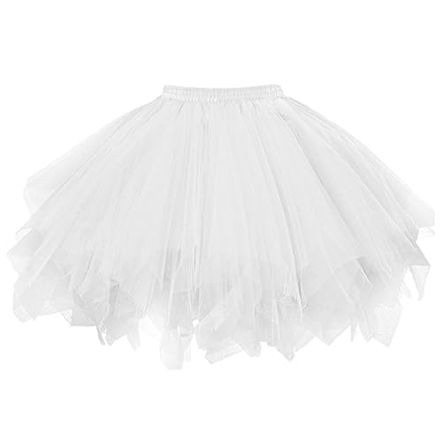 Pipihome Damen Tüllrock Karneval Tutu Klassisch, Multi-Schichten Damen 50er Tütü Rock Kurz Ballett Unterrock Crinoline Petticoat, Elastisch Damen Kostüm Tüllrock, Vintage Damen Kostüm Tüllrock von Pipihome
