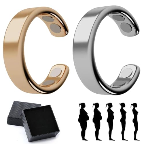 Pipihome Vitalring Ringe, 2 Stück Sömni Ring, Nevolta Magnetring Damen, Magnetring Wechseljahre, Verstellbare Magnetische Ringe von Pipihome