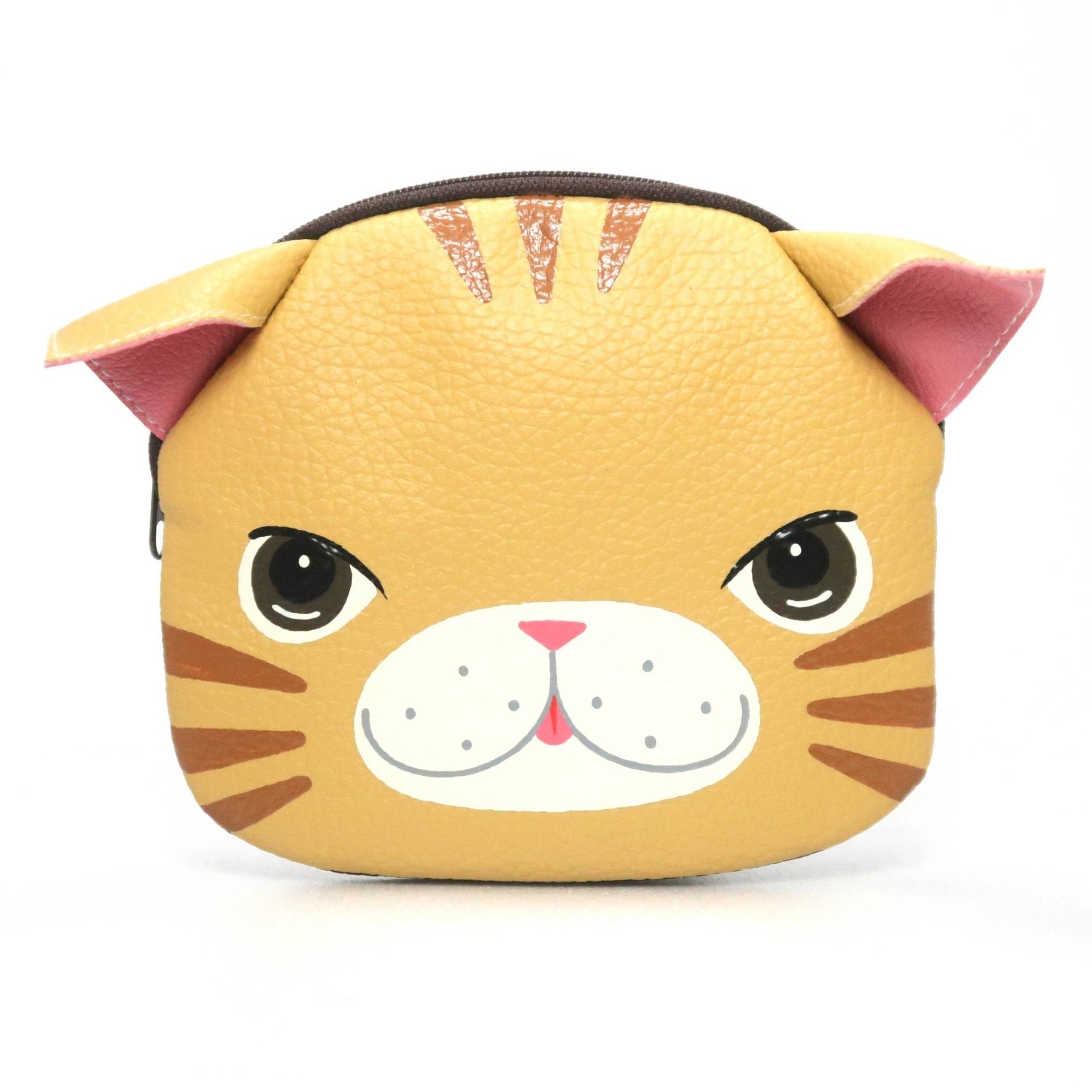 Handbemalte Orange Katzentasche Aus Kunstleder, Reißverschlussbeutel, Kartenetui, Katzentasche, Tierporträttasche von Pipobypimprapa