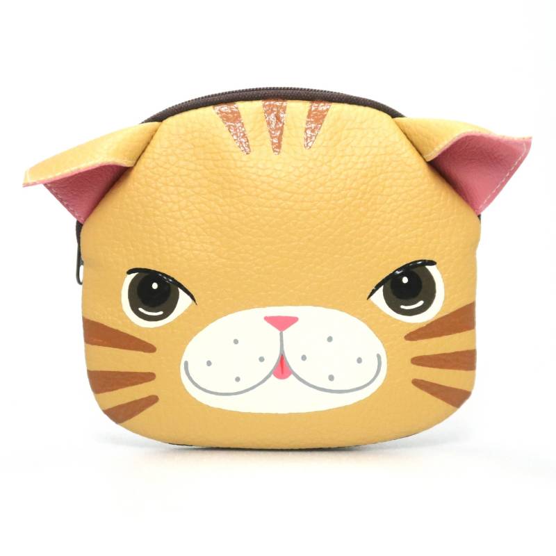 Handbemalte Orange Katzentasche Aus Kunstleder, Reißverschlussbeutel, Kartenetui, Katzentasche, Tierporträttasche von Pipobypimprapa