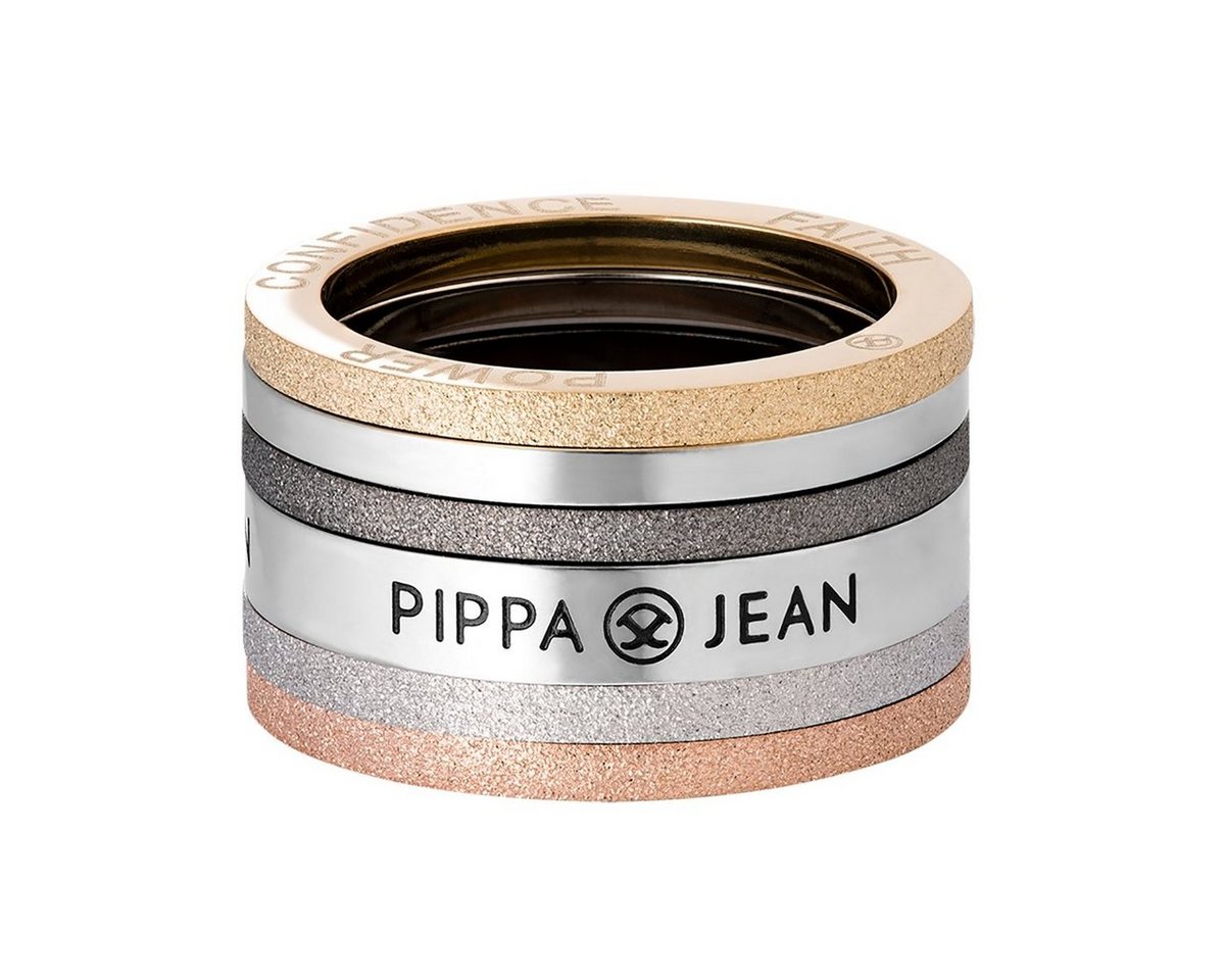 Pippa & Jean Fingerring silber/gelbgold/roségold/schwarz, aus Edelstahl von Pippa & Jean