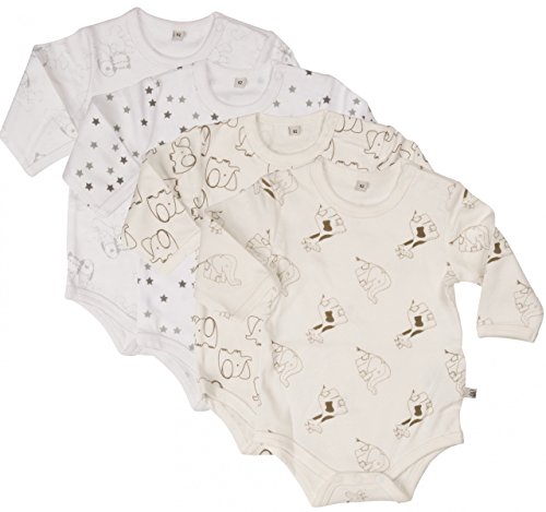 PIPPI Unisex Baby Body LS AO-printed (4-pack) Formender Body, White, 74 von Pippi made with love