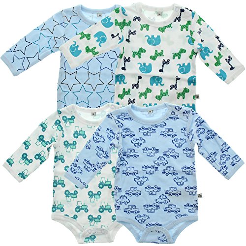 PIPPI Baby - Jungen Body LS AO-printed (4-pack) Formender Body, Blue, 56 von Pippi made with love