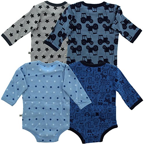 PIPPI Baby - Jungen Body LS AO-printed (4-pack) Formender Body, Blue, 74 von Pippi made with love