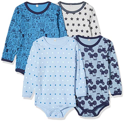 PIPPI Baby - Jungen Body LS AO-printed (4-pack) Formender Body, Blue, 86 von Pippi made with love