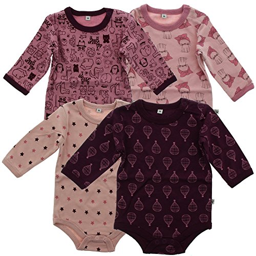 Pippi Baby - Mädchen Pippi 4er Pack Baby mit Aufdruck, Langarm Formender Body, Violett (Lilac 600), 74 EU von Pippi