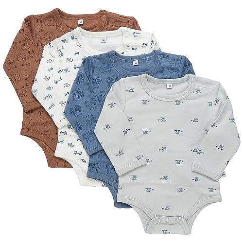 PIPPI Unisex Baby Body LS AO-printed (4-pack) Formender Body, Blue, 104 von PIPPI
